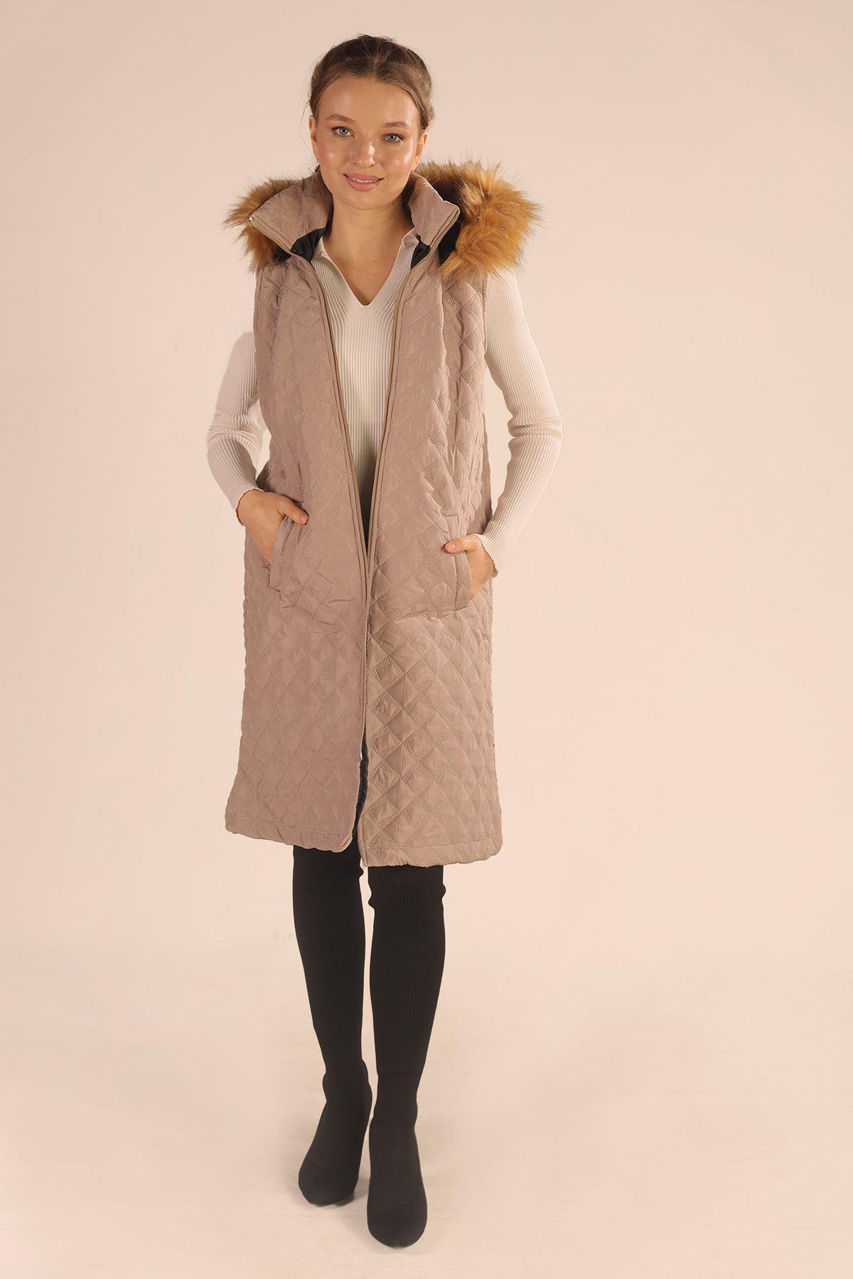 Taş Kürk Detay Kapitone Yelek 9523 - 6