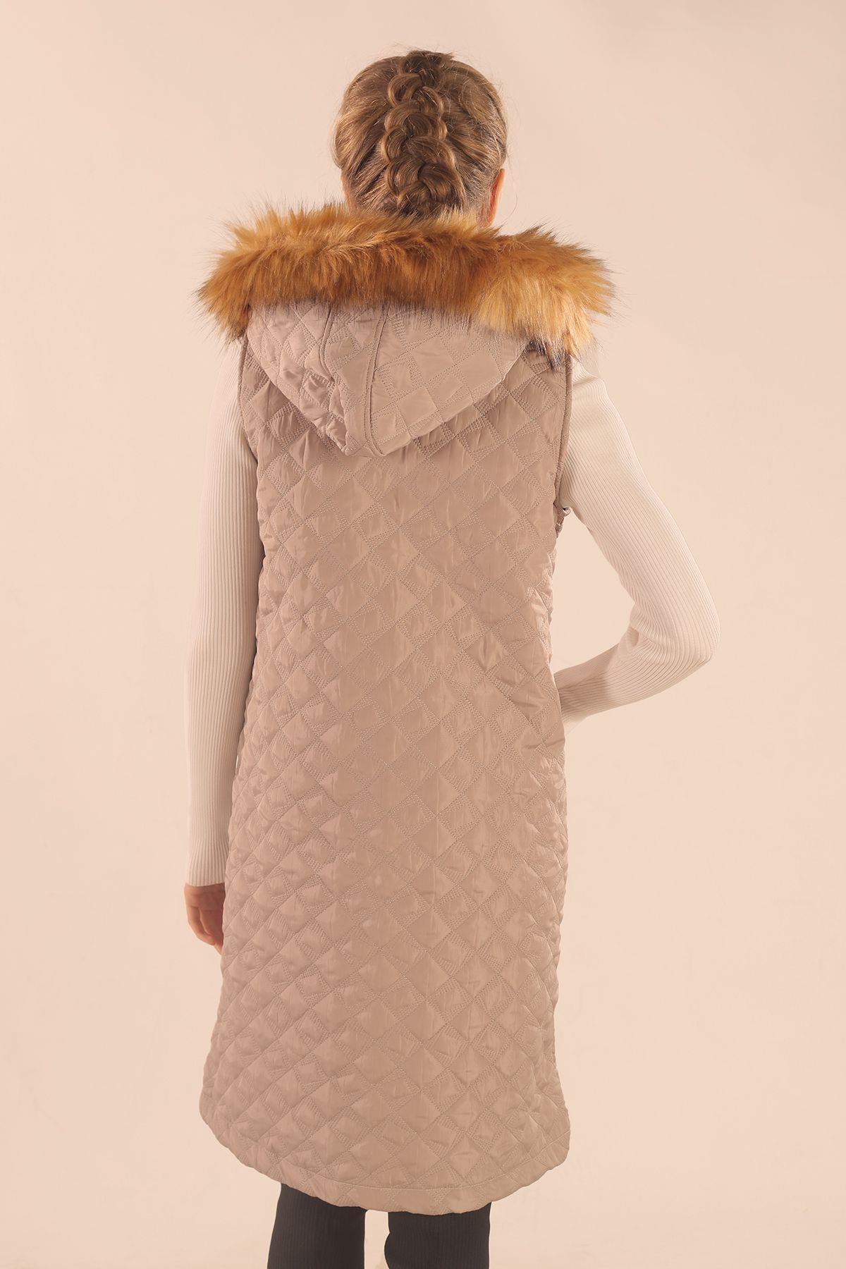 Taş Kürk Detay Kapitone Yelek 9523 - 8