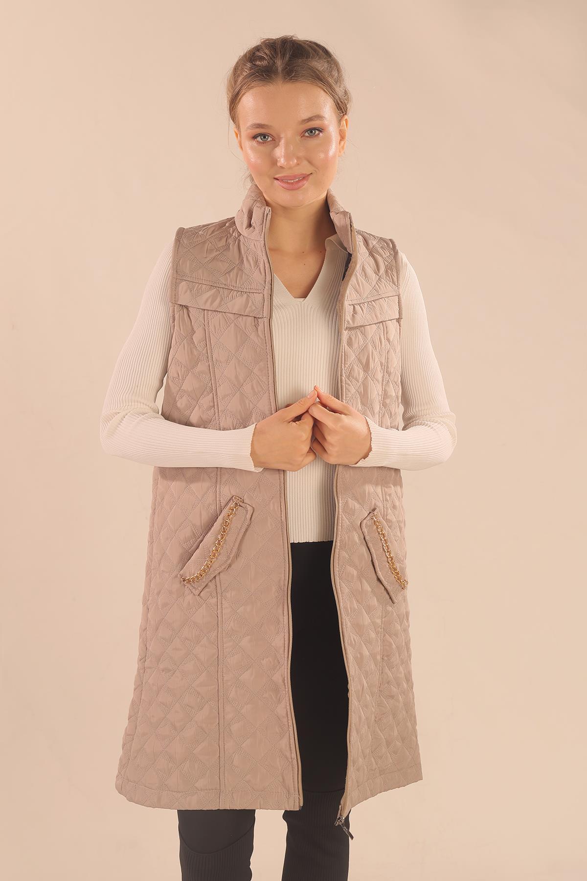 Taş Cep Zincir Detay Yelek 9525 - 4