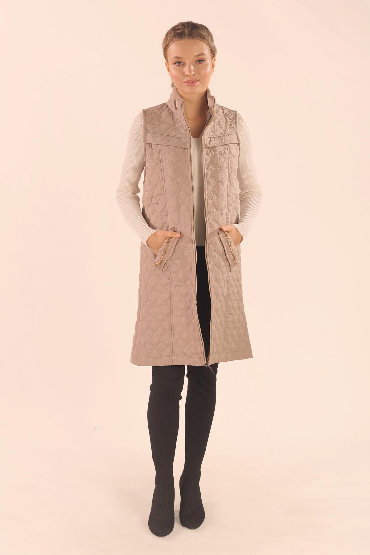 Taş Cep Zincir Detay Yelek 9525 - 8