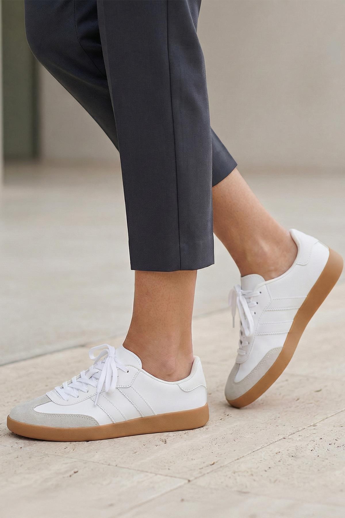 958 Çizgili Günlük Ayakkabı Beyaz 