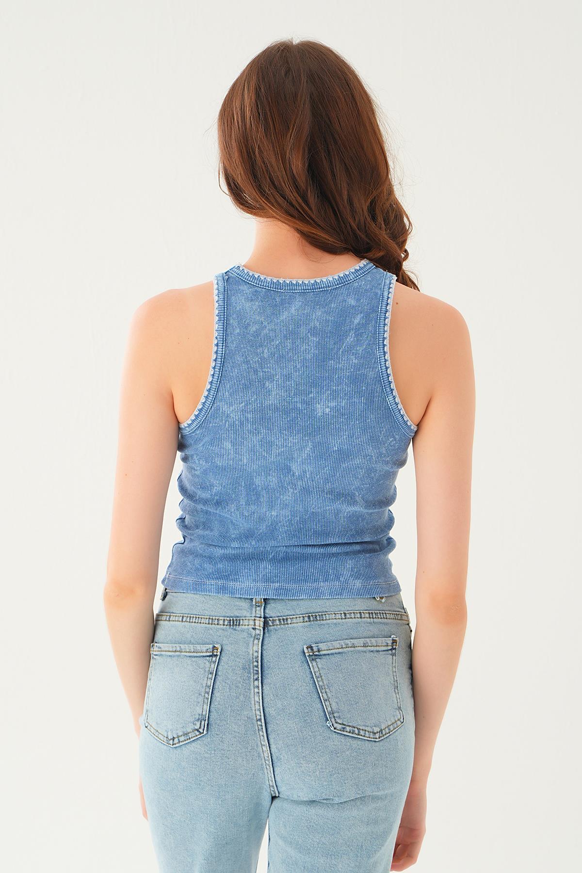 966 Yıkalamalı Atlet Mavi - 2