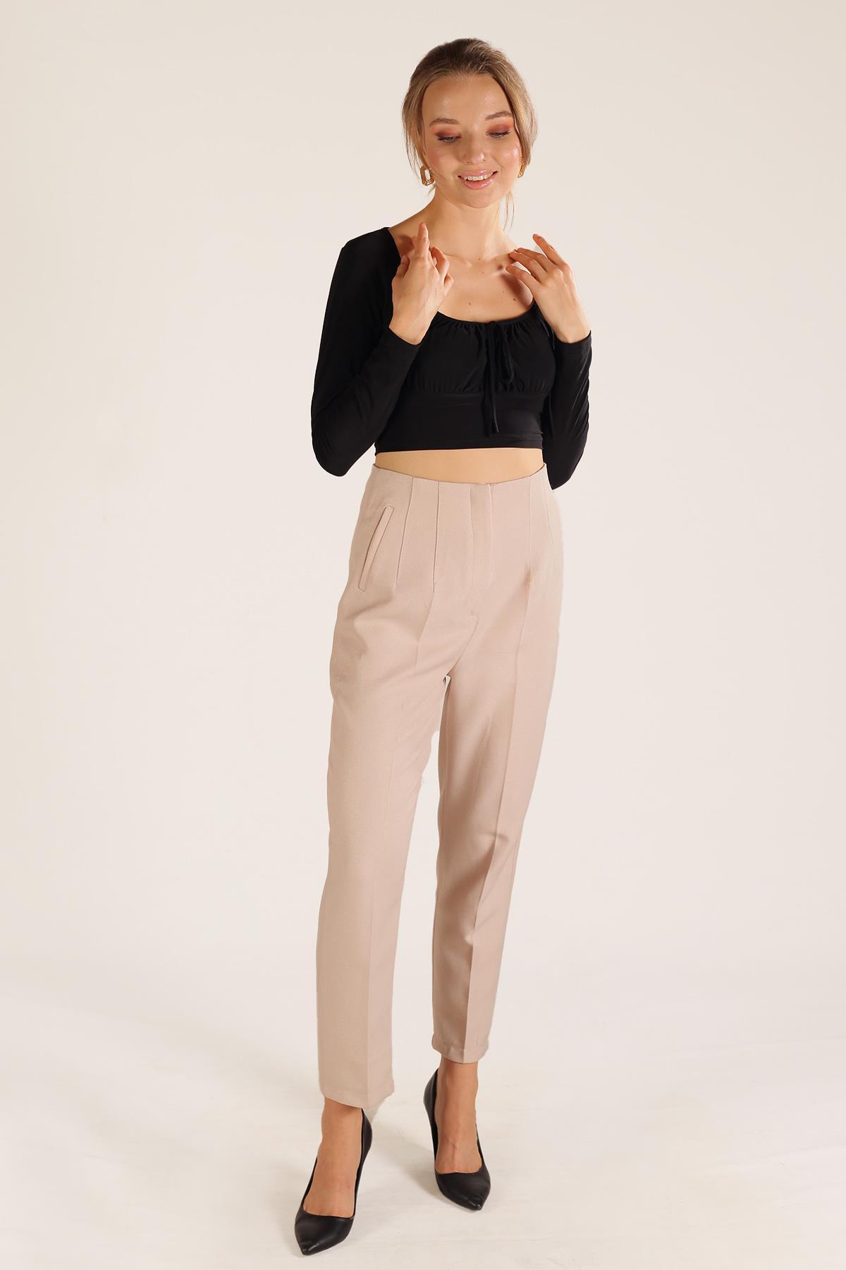 9900 Ön Bağlama Detay Bluz Siyah - 3