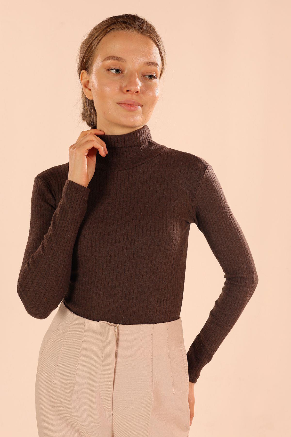 Acı Kahve Balıkçı Yaka Bluz 9902 