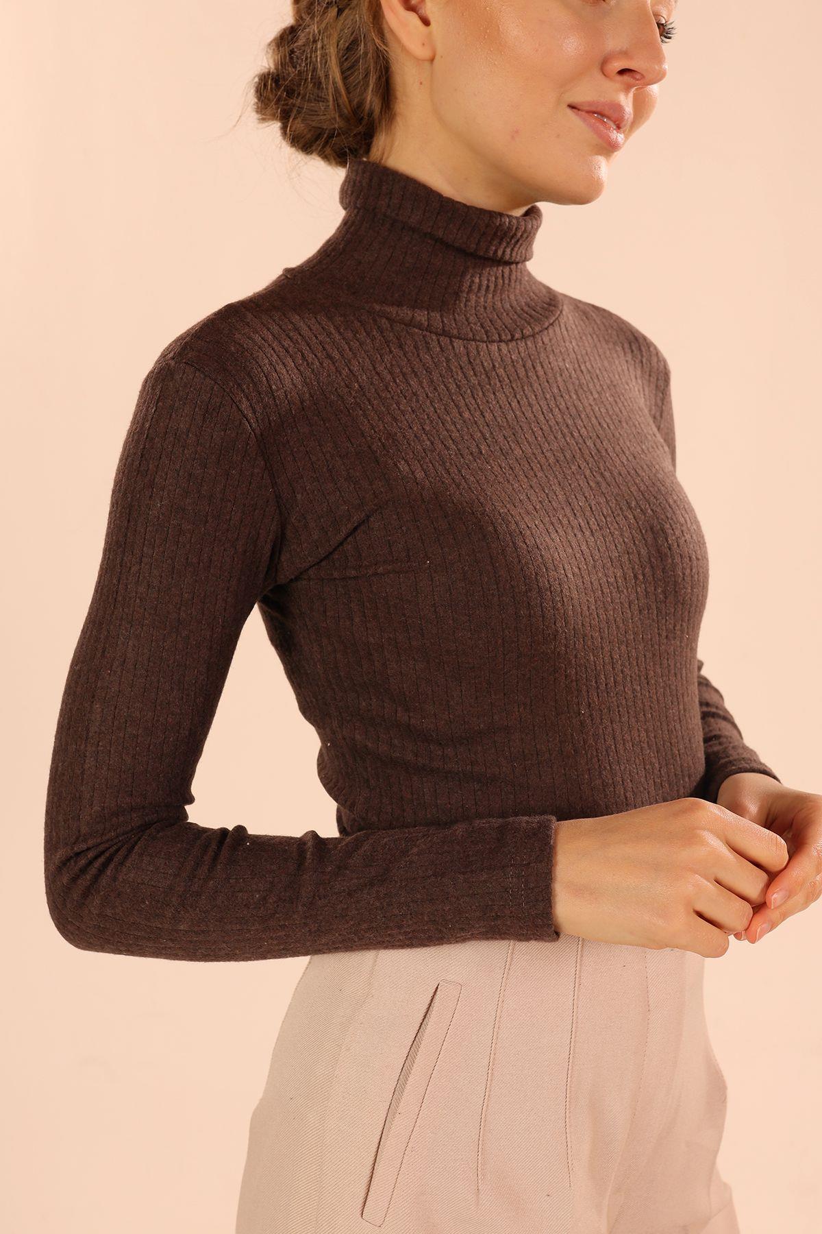 Acı Kahve Balıkçı Yaka Bluz 9902 - 2