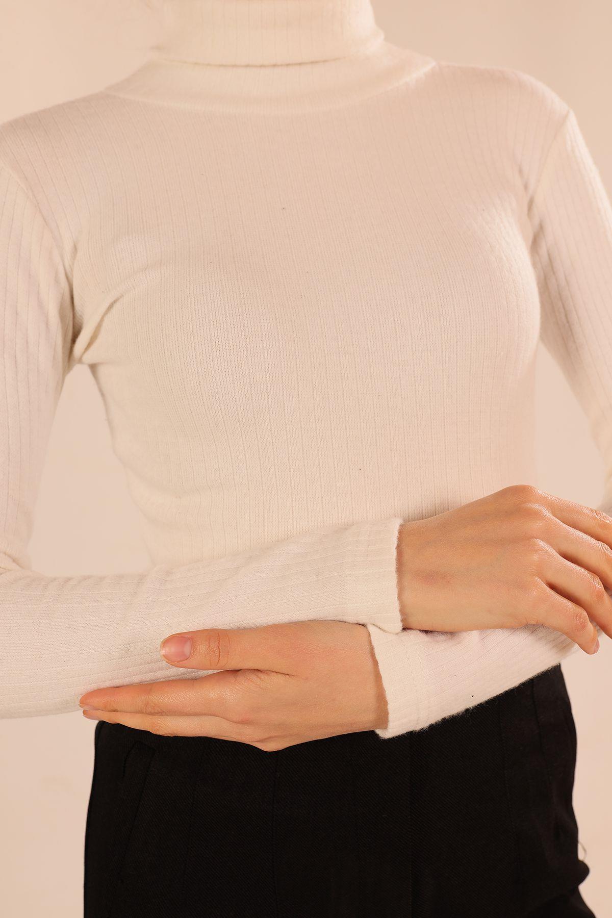 Ekru Balıkçı Yaka Bluz 9902 - 2