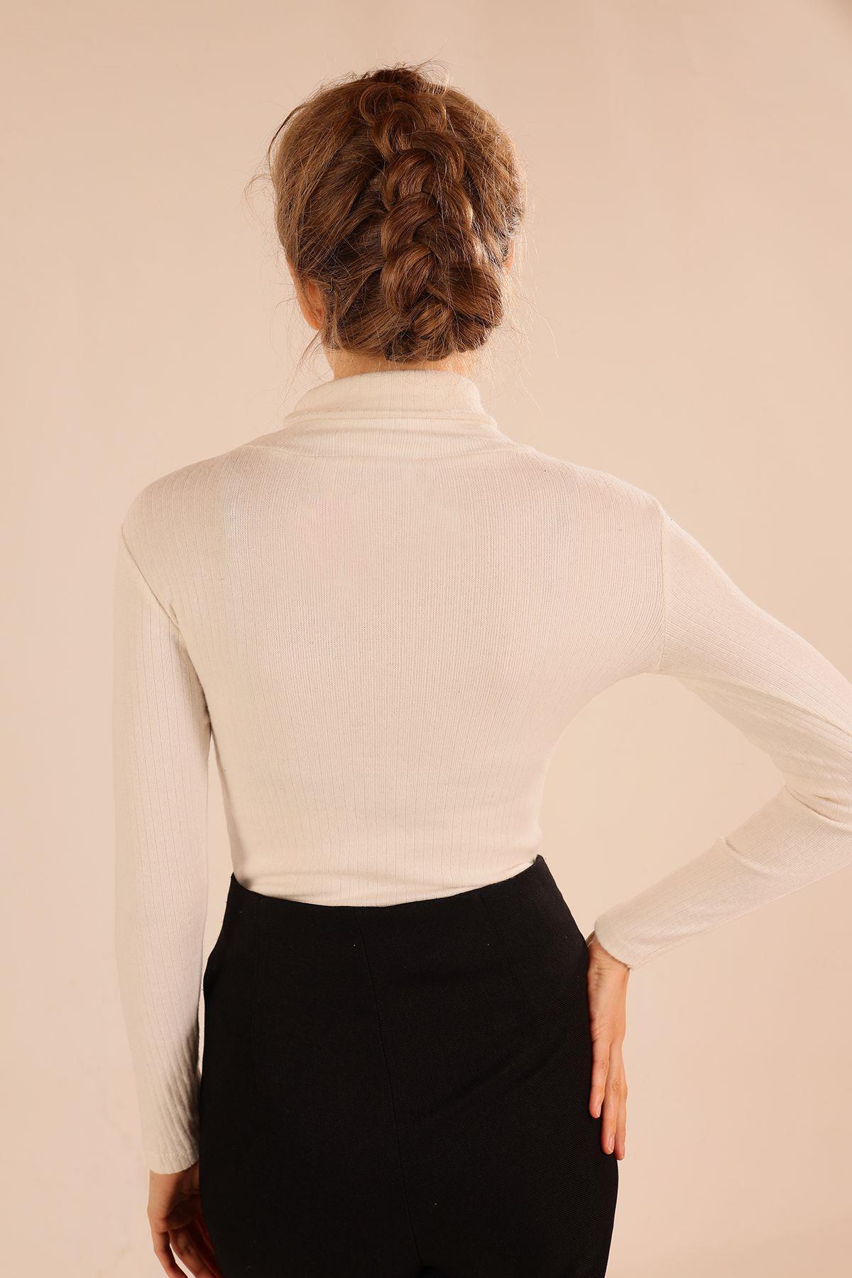 Ekru Balıkçı Yaka Bluz 9902 - 4