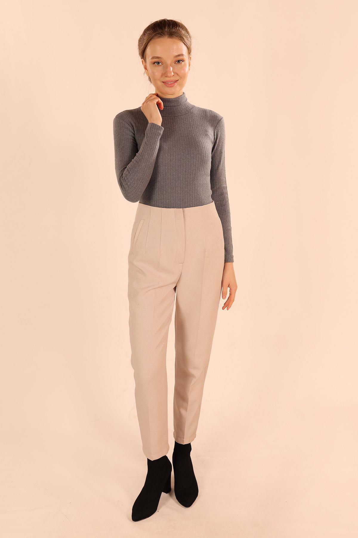 9902 Balıkçı Yaka Bluz Füme - 6