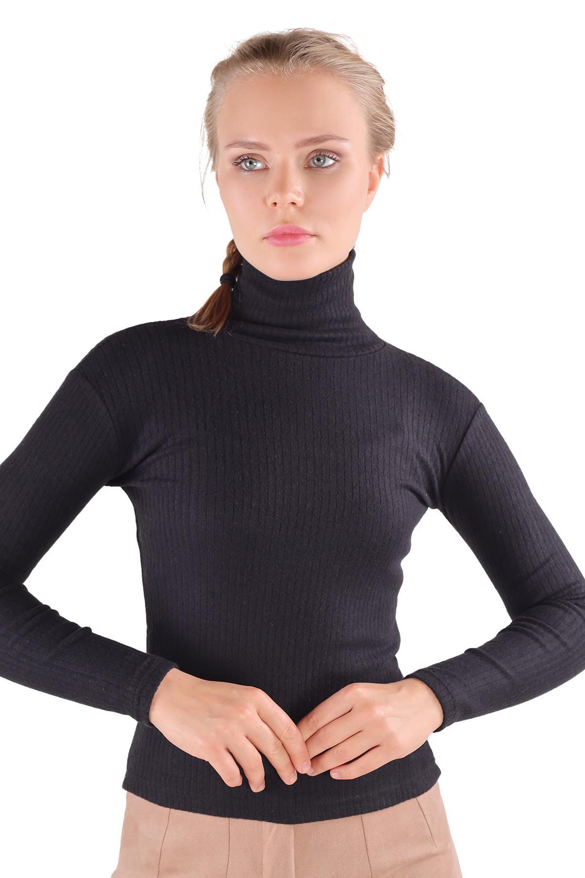 Siyah Balıkçı Yaka Bluz 9902 - 3