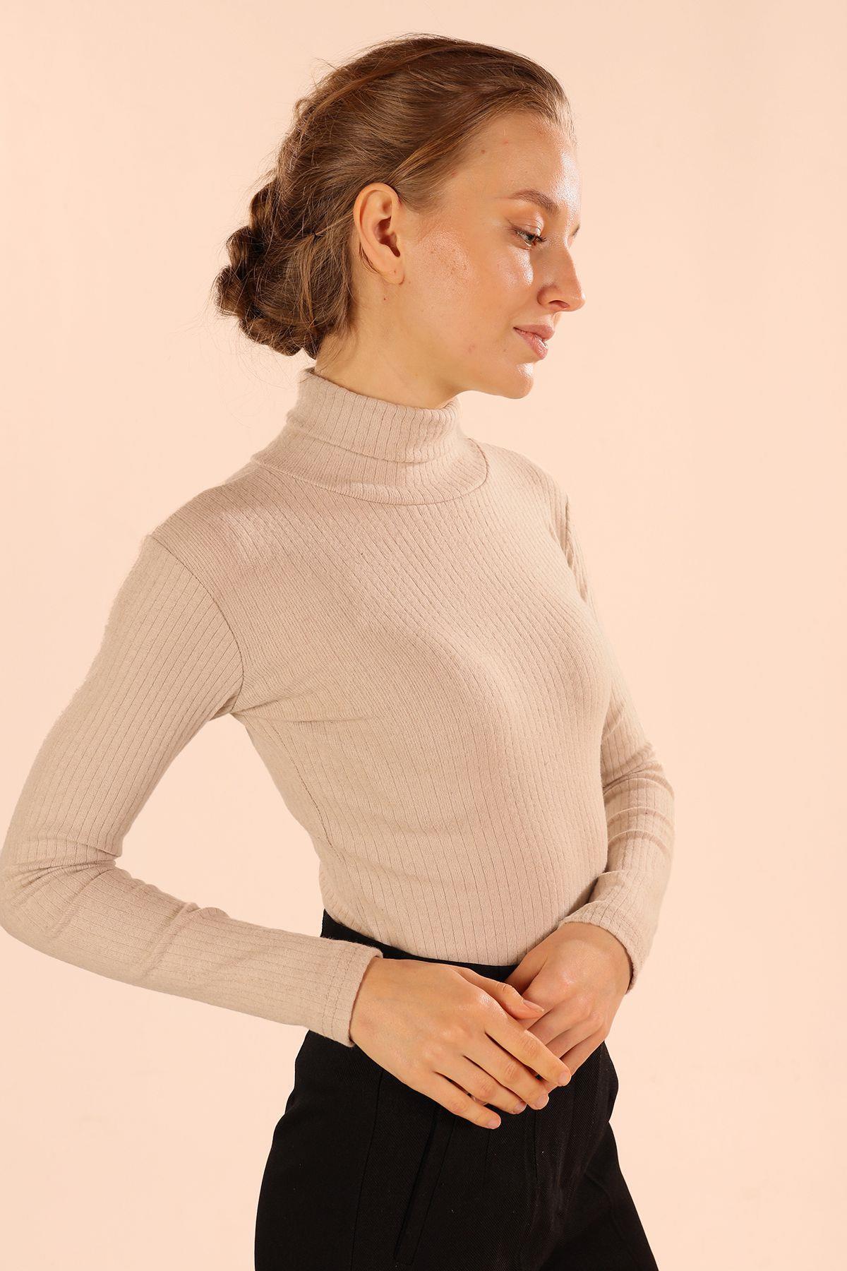 9902 Balıkçı Yaka Bluz Taş - 3