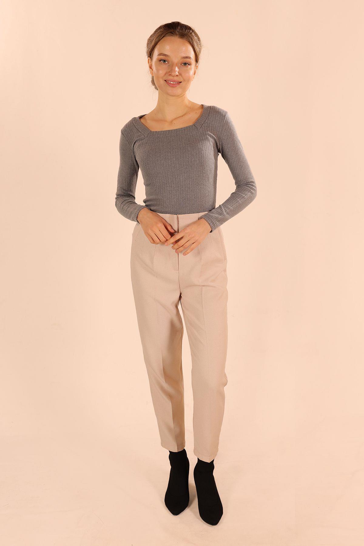 9903 Kare Yaka Bluz Füme - 6