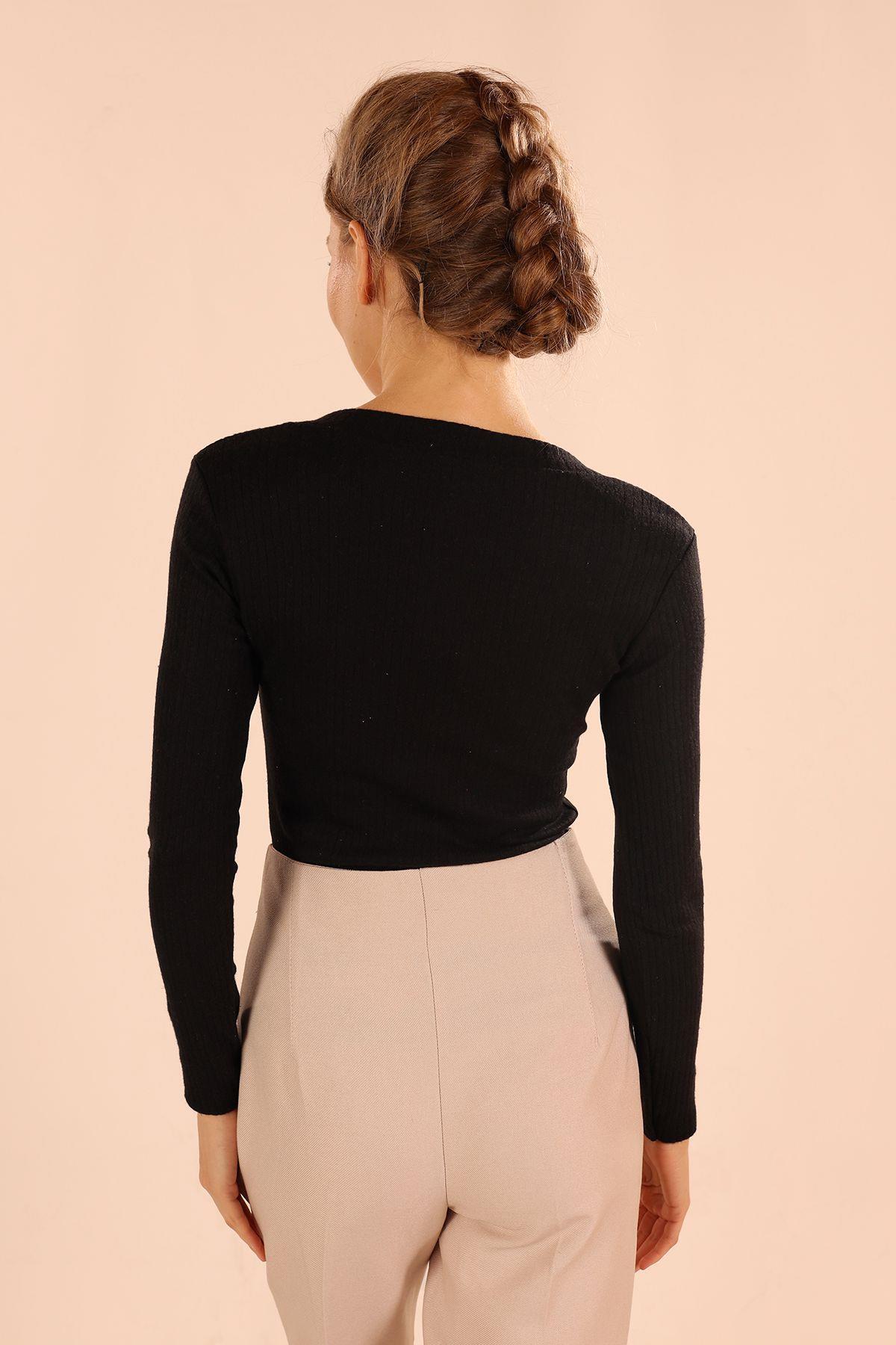 9903 Kare Yaka Bluz Siyah - 5