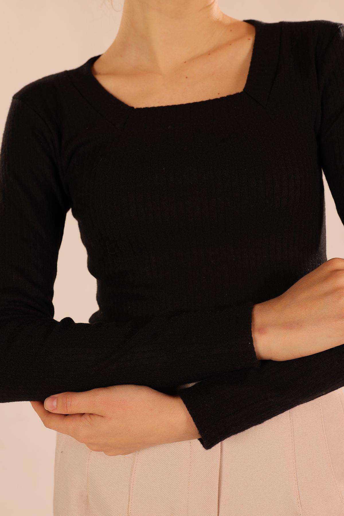 9903 Kare Yaka Bluz Siyah - 3