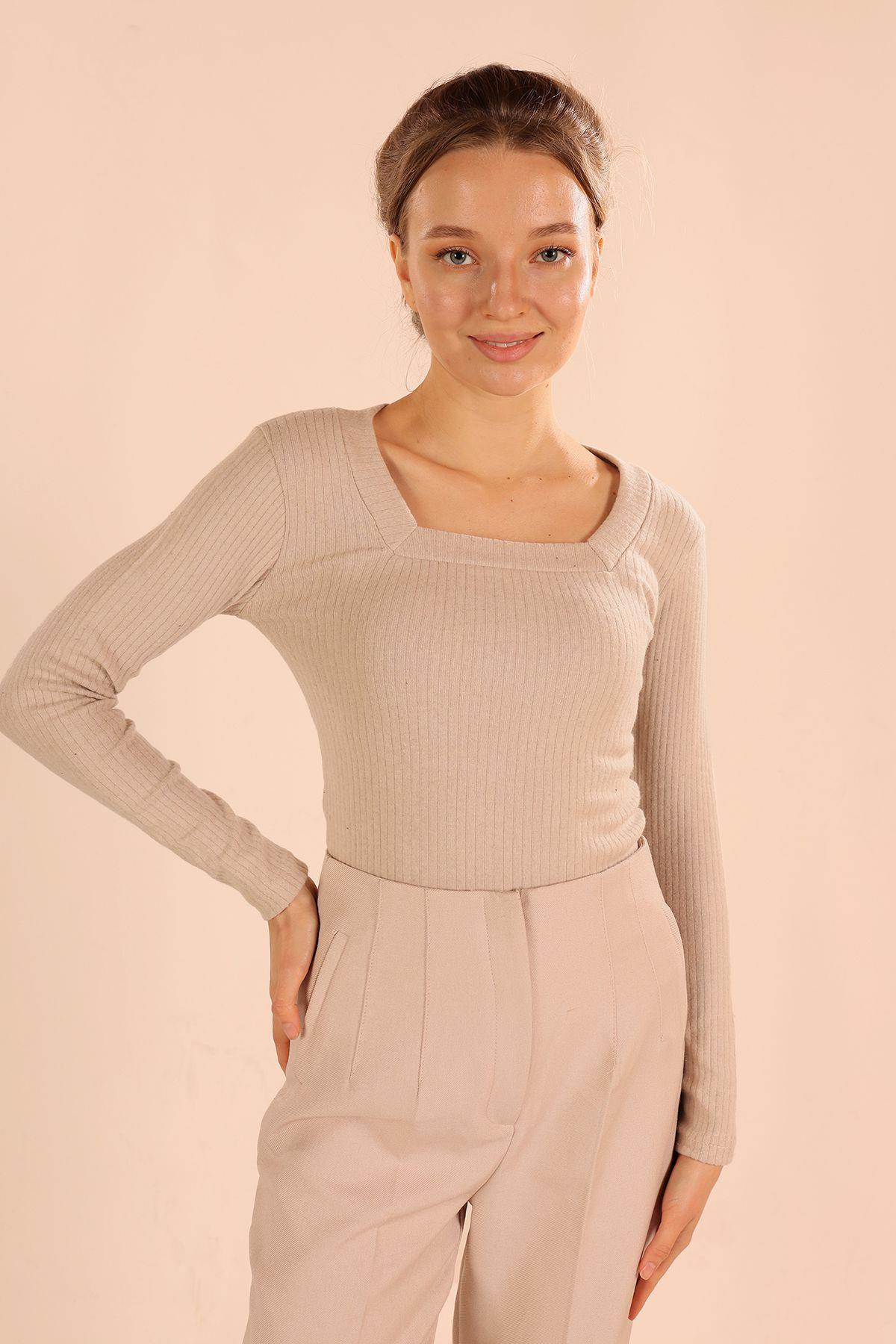 9903 Kare Yaka Bluz Taş - 1