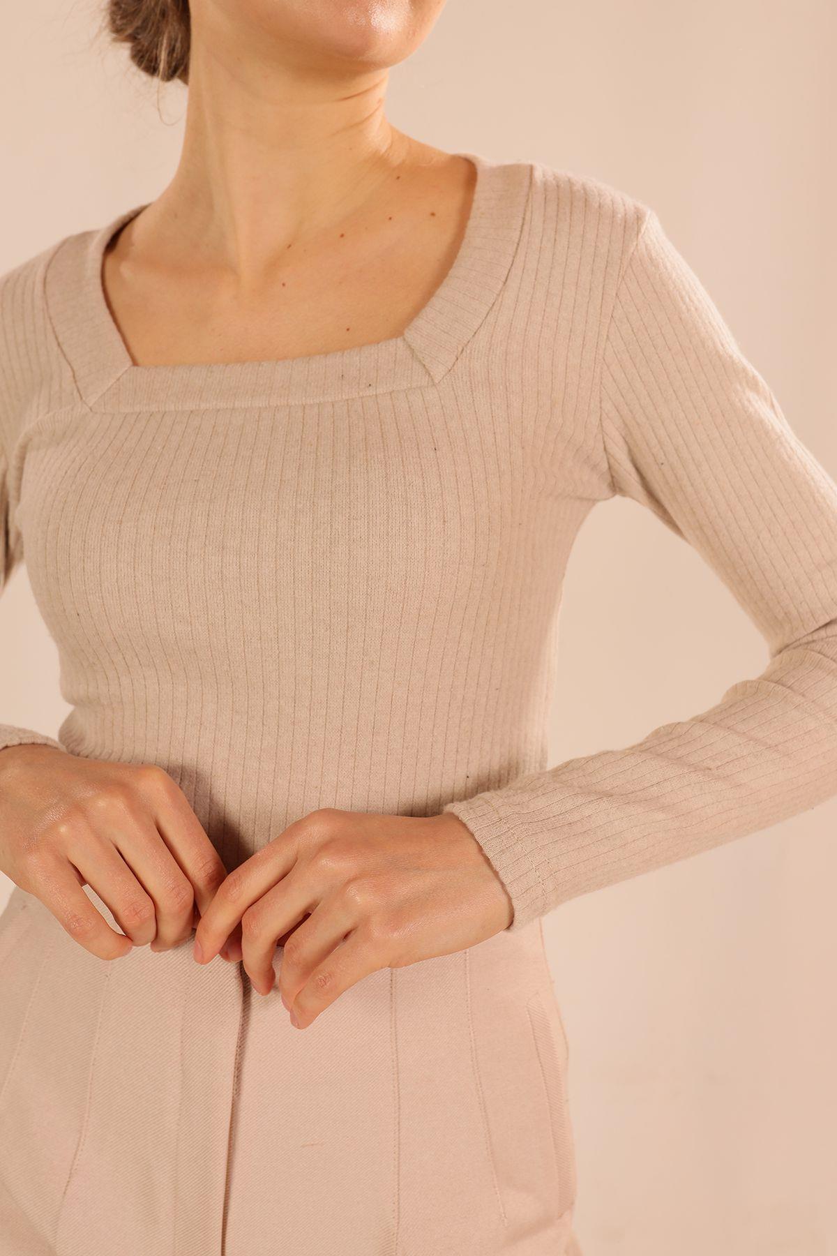 9903 Kare Yaka Bluz Taş - 3