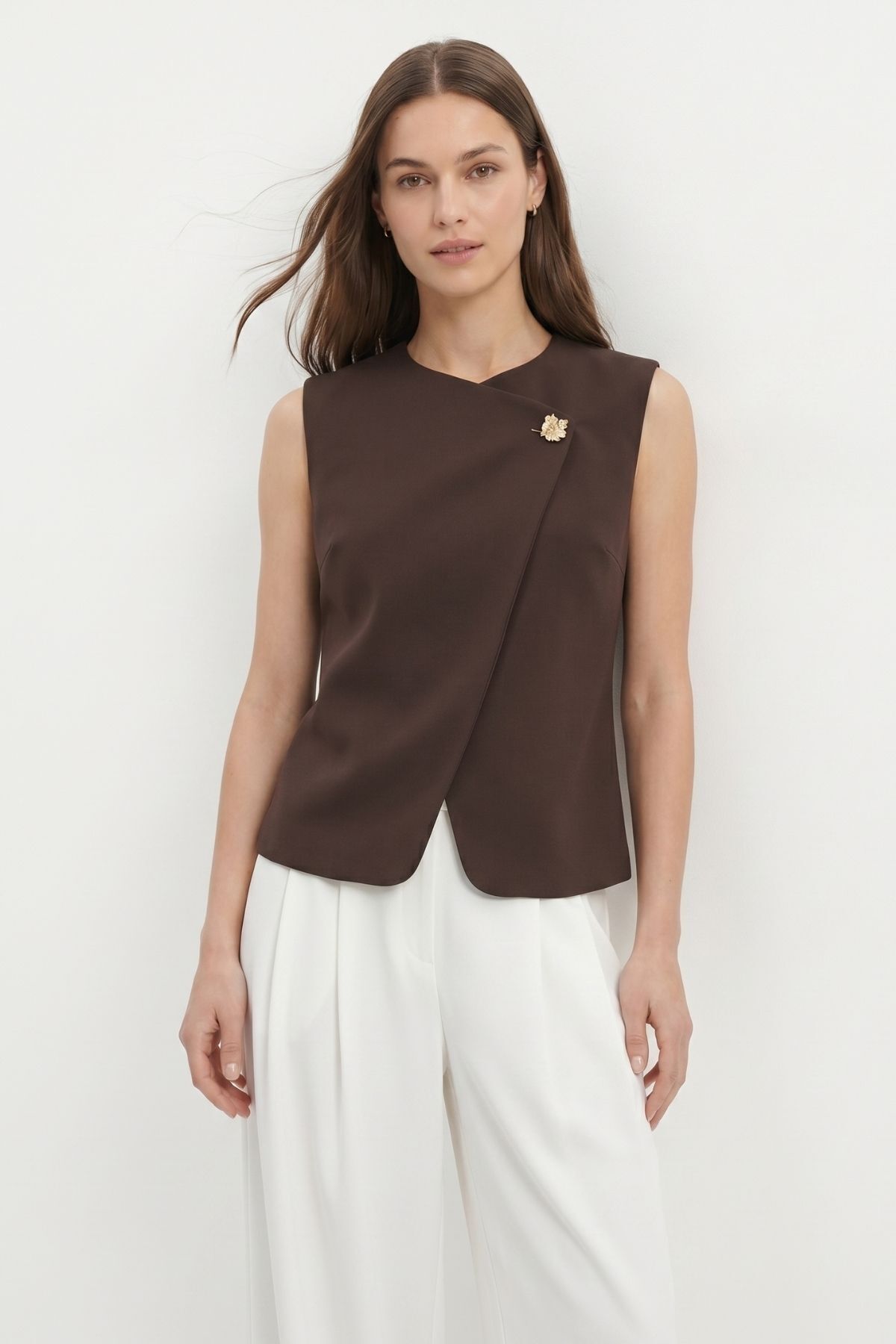 Acı Kahve Aksesuar Detaylı Yelek 8371A - RAYS