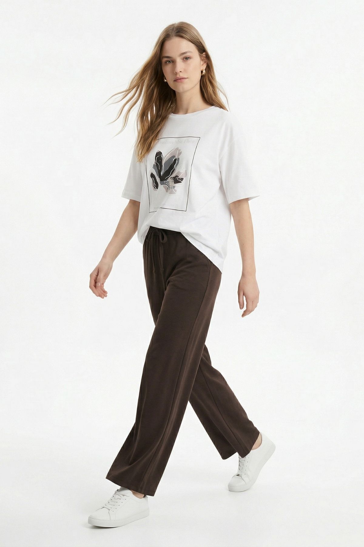 Acı Kahve Baskılı Tişört Eşofman Takım 8305 - 1