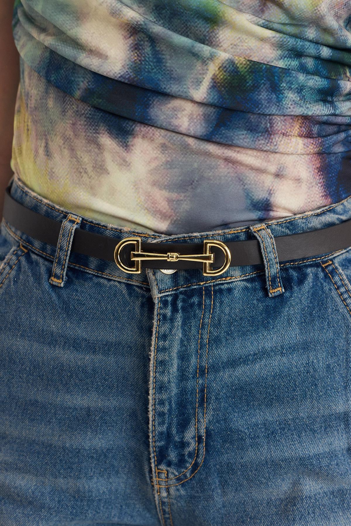 Acı Kahve Gold Tokalı İnce Kemer 411 