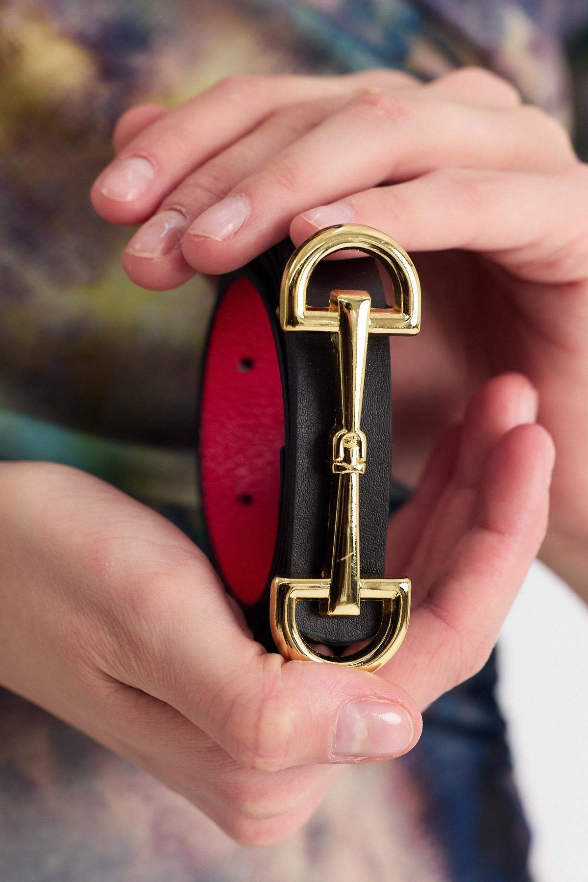 Acı Kahve Gold Tokalı İnce Kemer 411 - 3