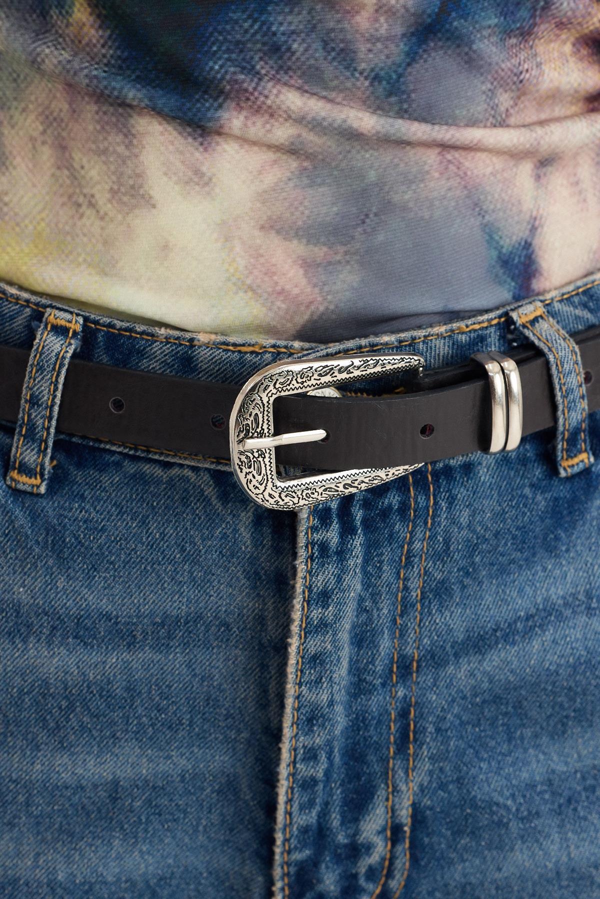 Acı Kahve İşleme Detay Gümüş Tokalı Kemer 419 - 1