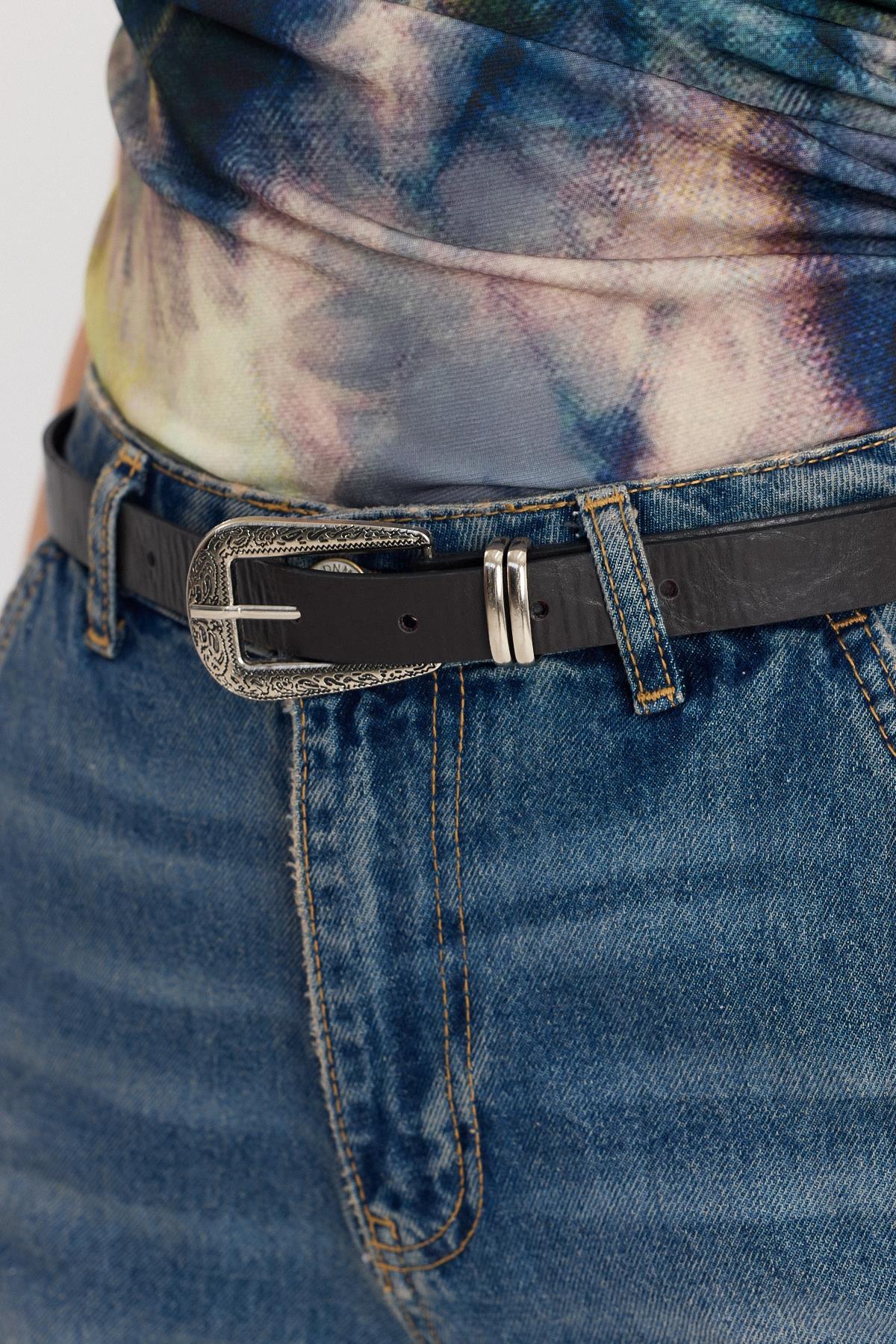 Acı Kahve İşleme Detay Gümüş Tokalı Kemer 419 - 6