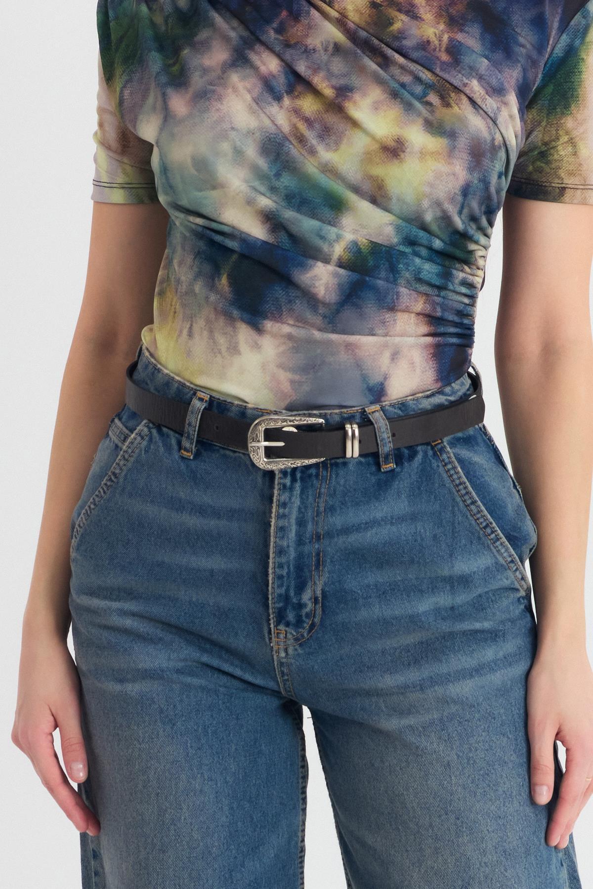 Acı Kahve İşleme Detay Gümüş Tokalı Kemer 419 - 2