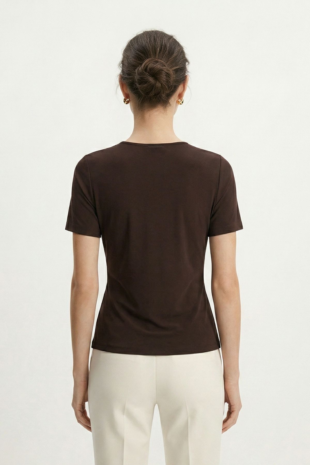 Acı Kahve Keuvaze Yaka Aksesuarlı Bluz 2309 - RAYS