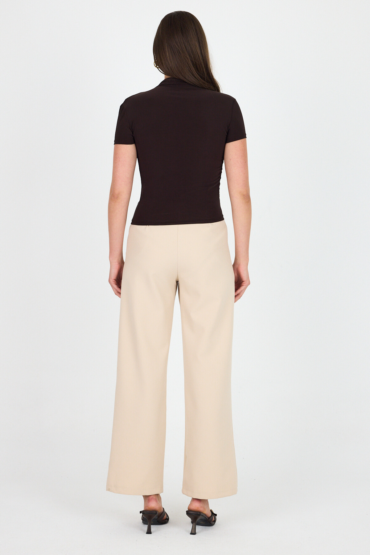 Acı Kahve Kısa Kol Büzgülü Sandy Bluz 2417 - 5