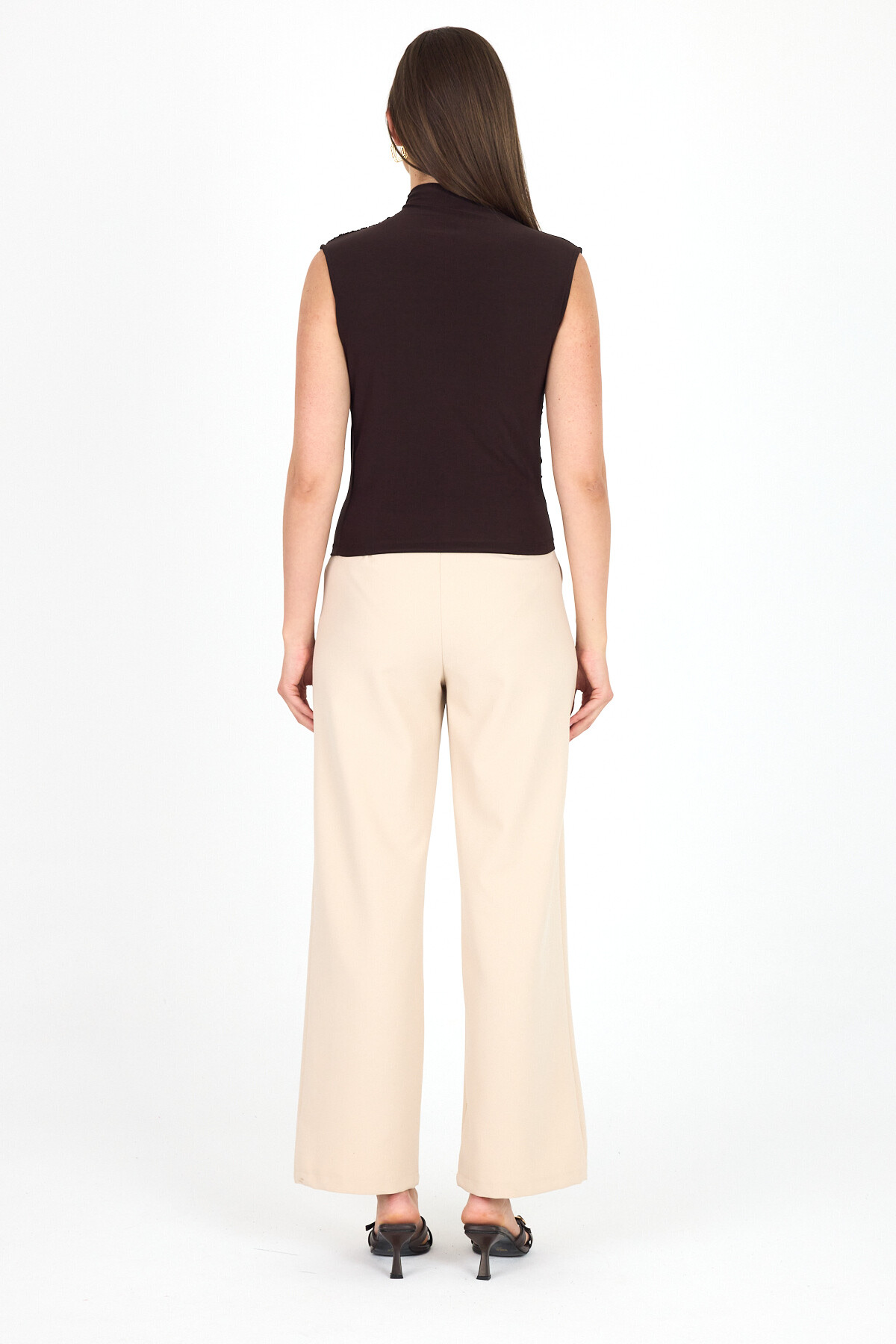 Acı Kahve Kolsuz Büzgülü Sandy Bluz 2430 - 5