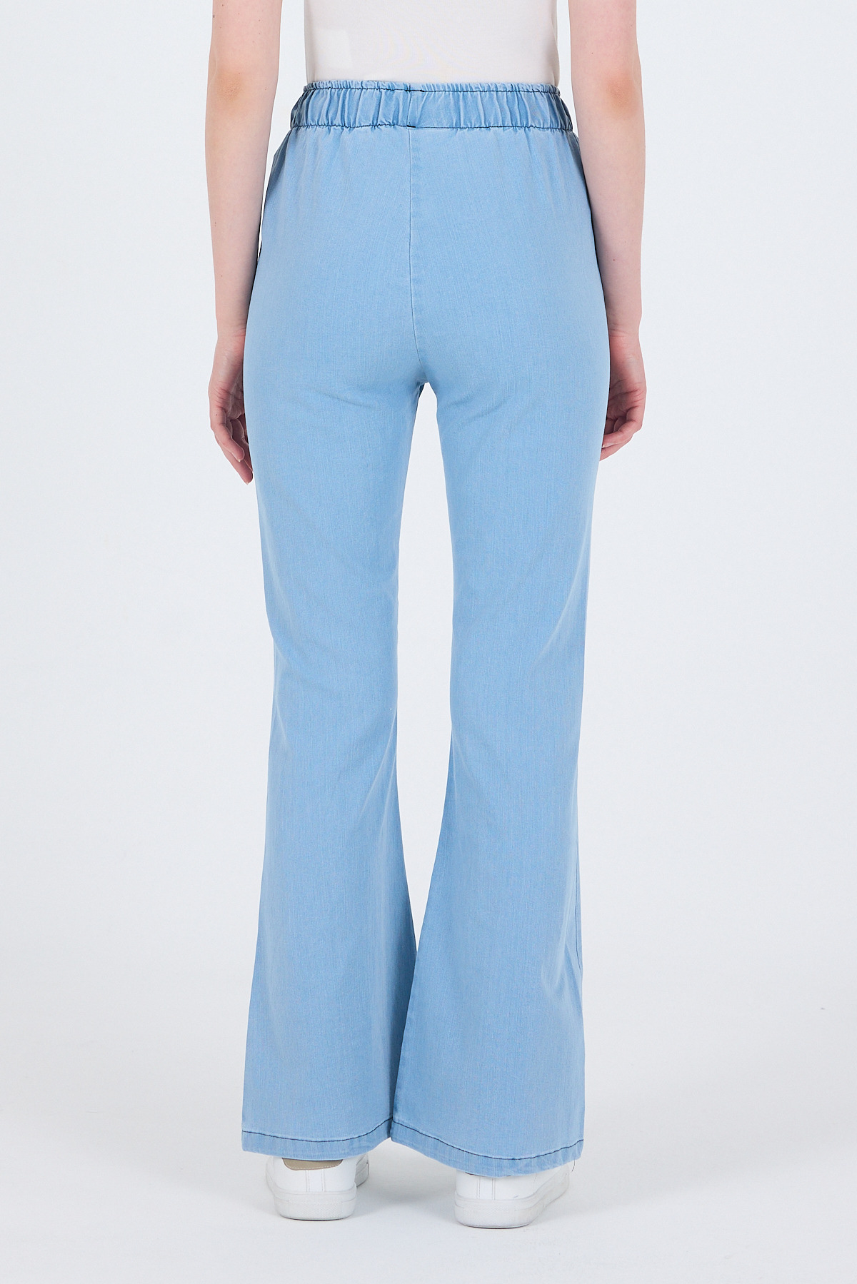Açık Mavi Bel Lastikli İspanyol Paça Pantolon 3457 - 6