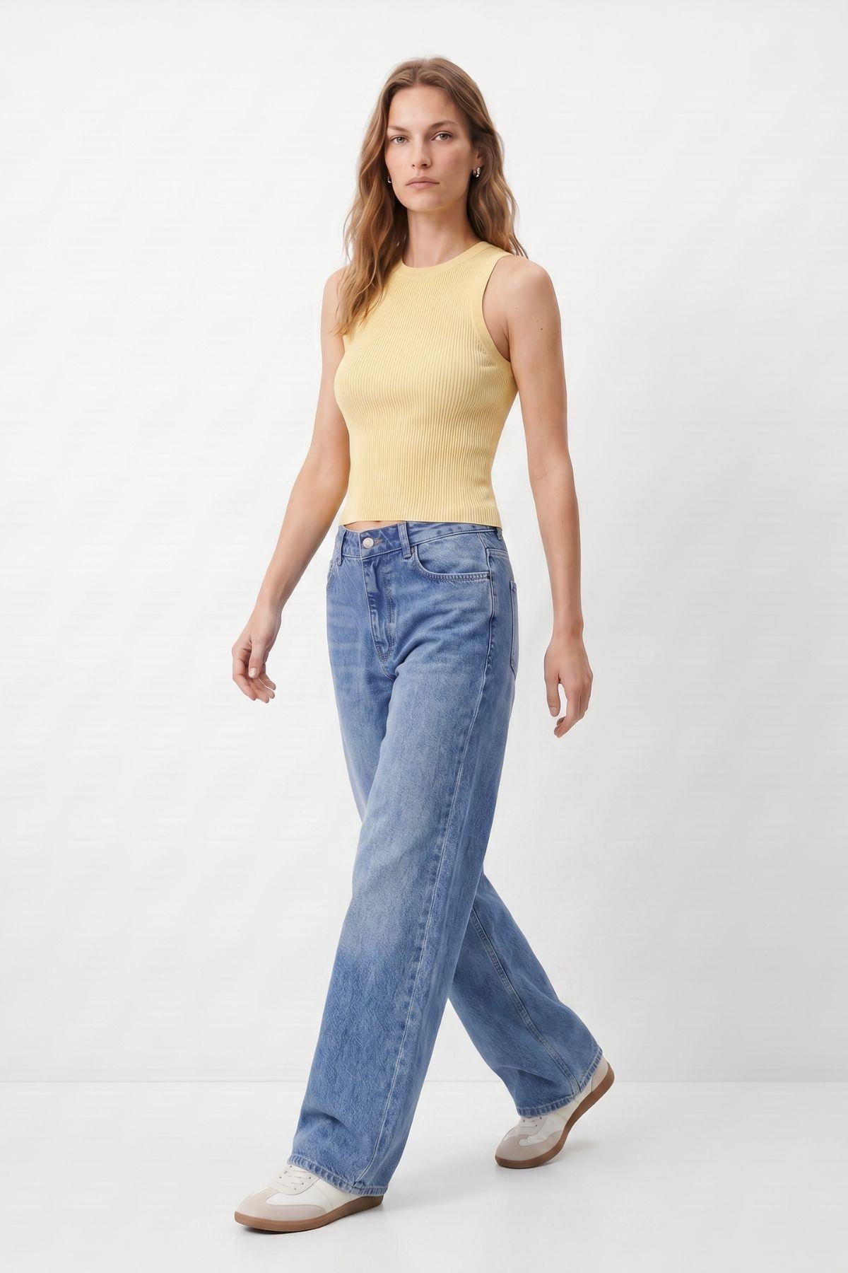 Yüksek Bel Düz Paça Jean 5043 Açık Mavi - RAYS
