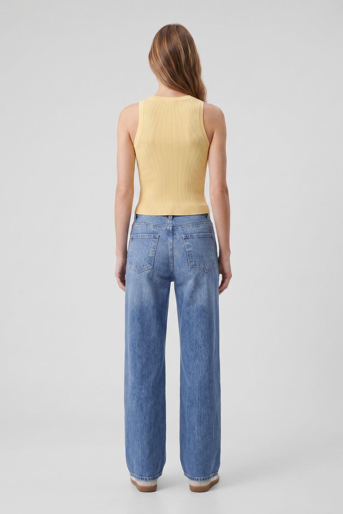 Yüksek Bel Düz Paça Jean 5043 Açık Mavi - RAYS