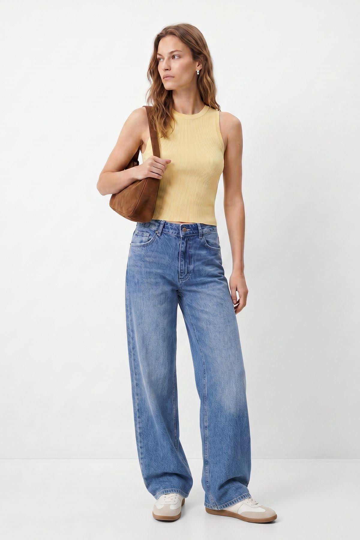 Yüksek Bel Düz Paça Jean 5043 Açık Mavi - RAYS