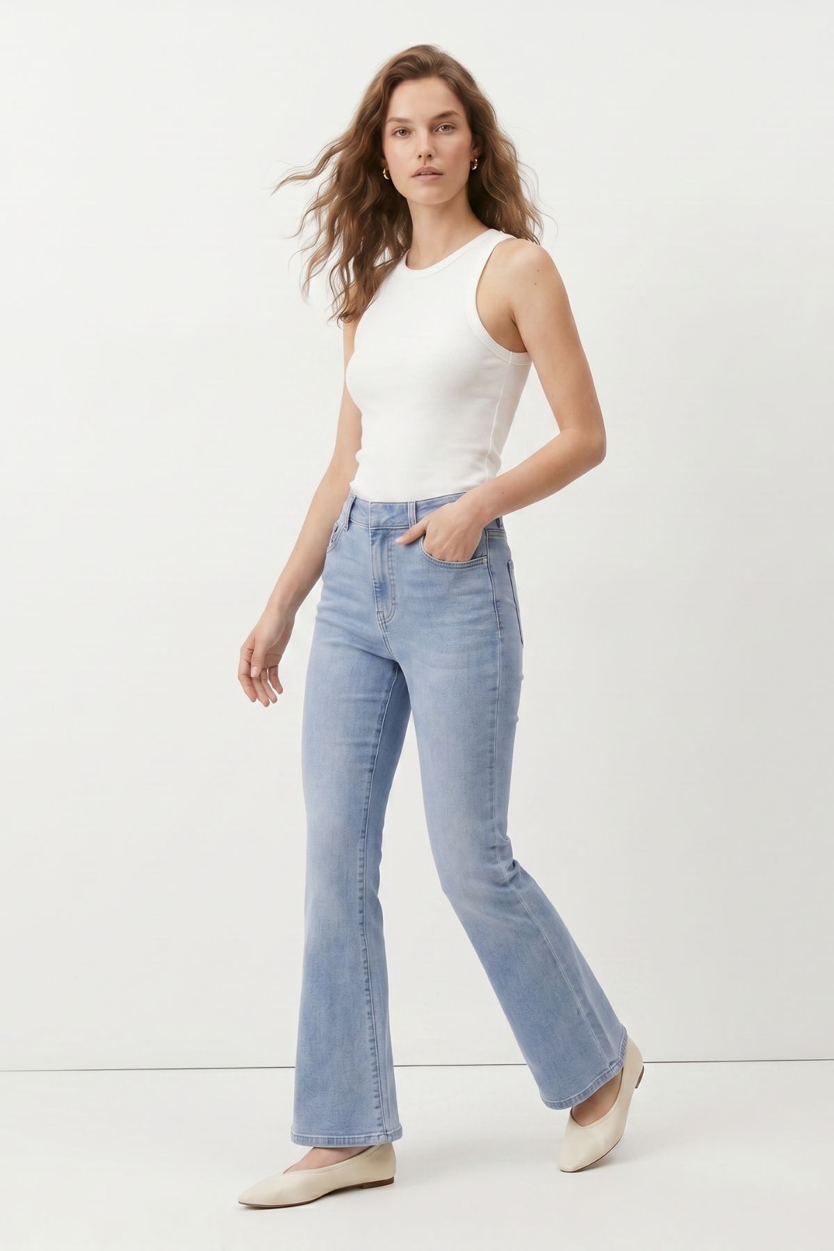 Yüksek Bel Flare Jean 826 Açık Mavi - RAYS
