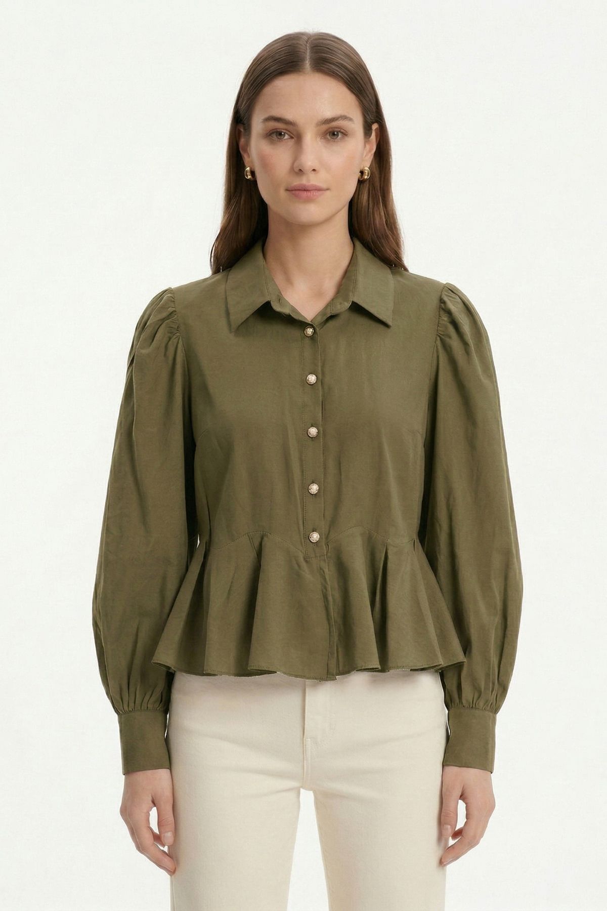 Ada Çayı Balon Kollu Volanlı Bluz 0095 - RAYS