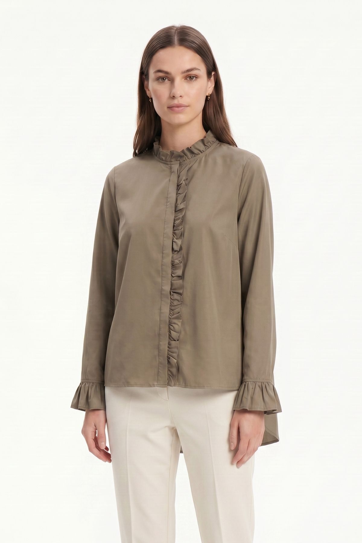 Ada Çayı İspanyol Kollu Pileli Gömlek 0057 - RAYS