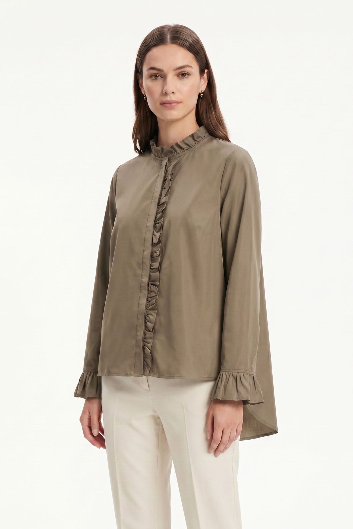 Ada Çayı İspanyol Kollu Pileli Gömlek 0057 - 2