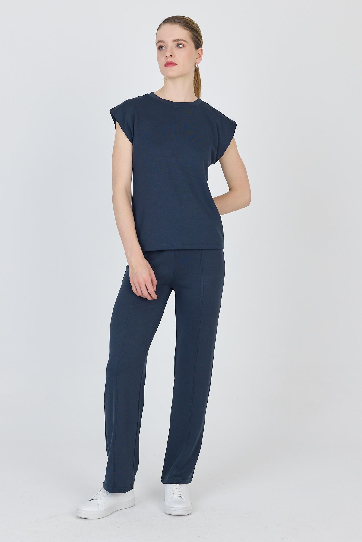 Antrasit Bisiklet Yaka İkili Tişört Pantolon Takım 1502 - 6