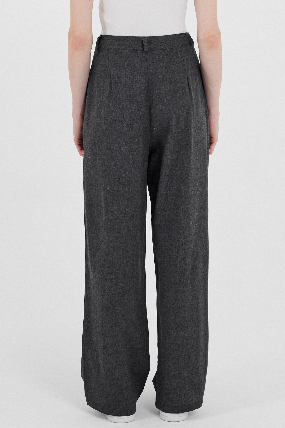 Antrasit Pile Detaylı Bol Paça/Palazzo Pantolon 4757A - 5