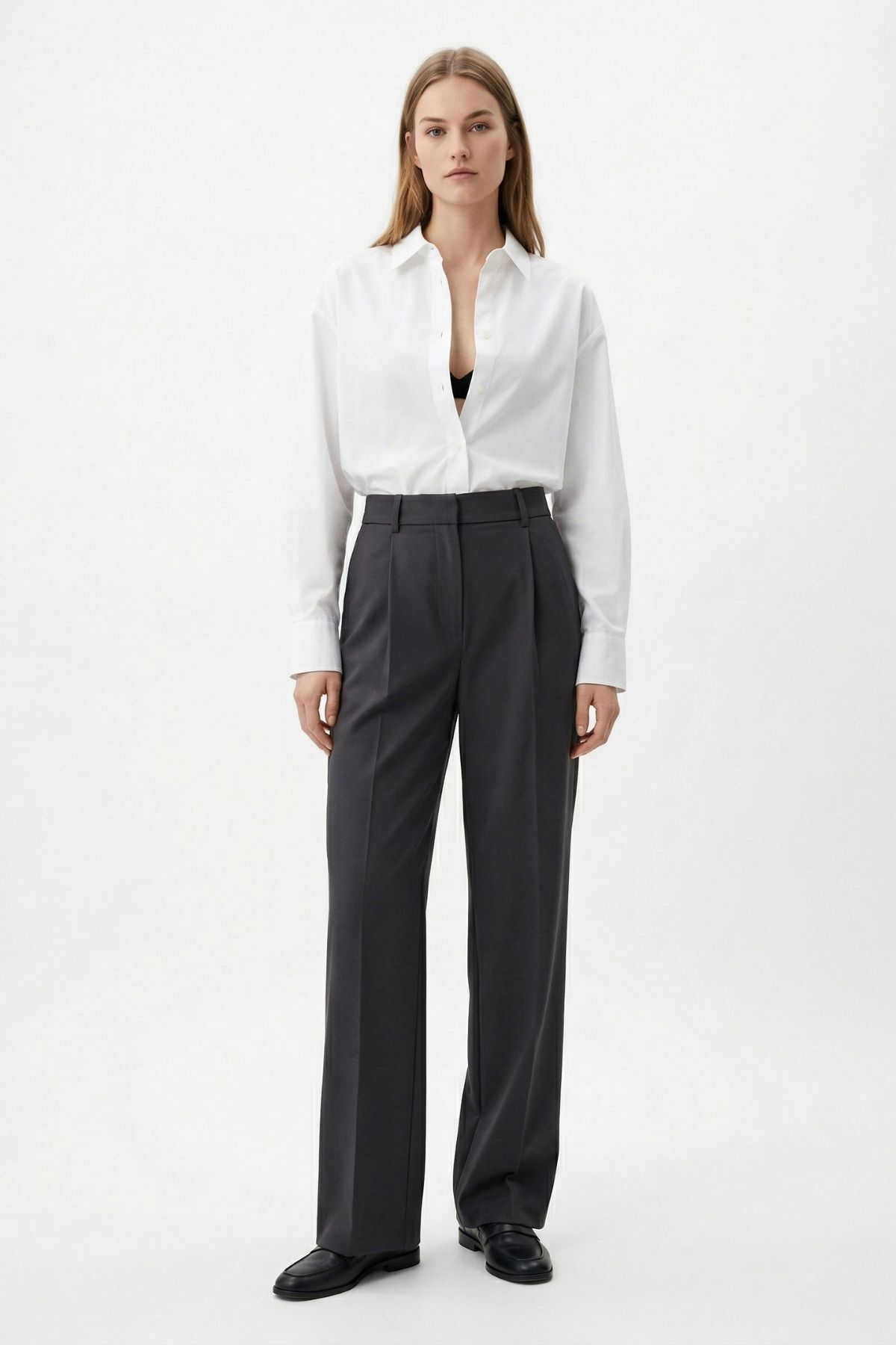 Antrasit Pileli Palazzo Pantolon 3871 - RAYS (1)