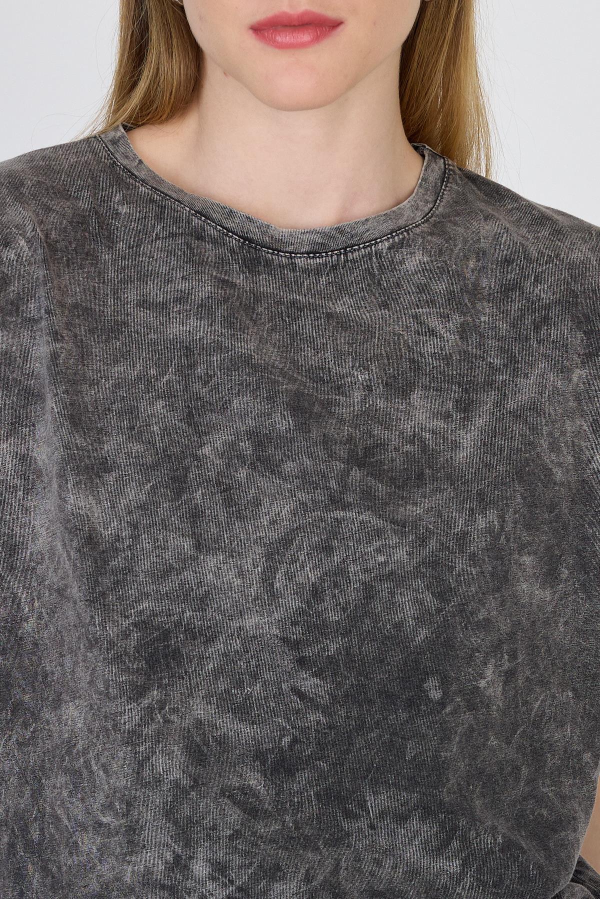 Antrasit Yıkamalı Oversize Basic Tişört 253014 - 4