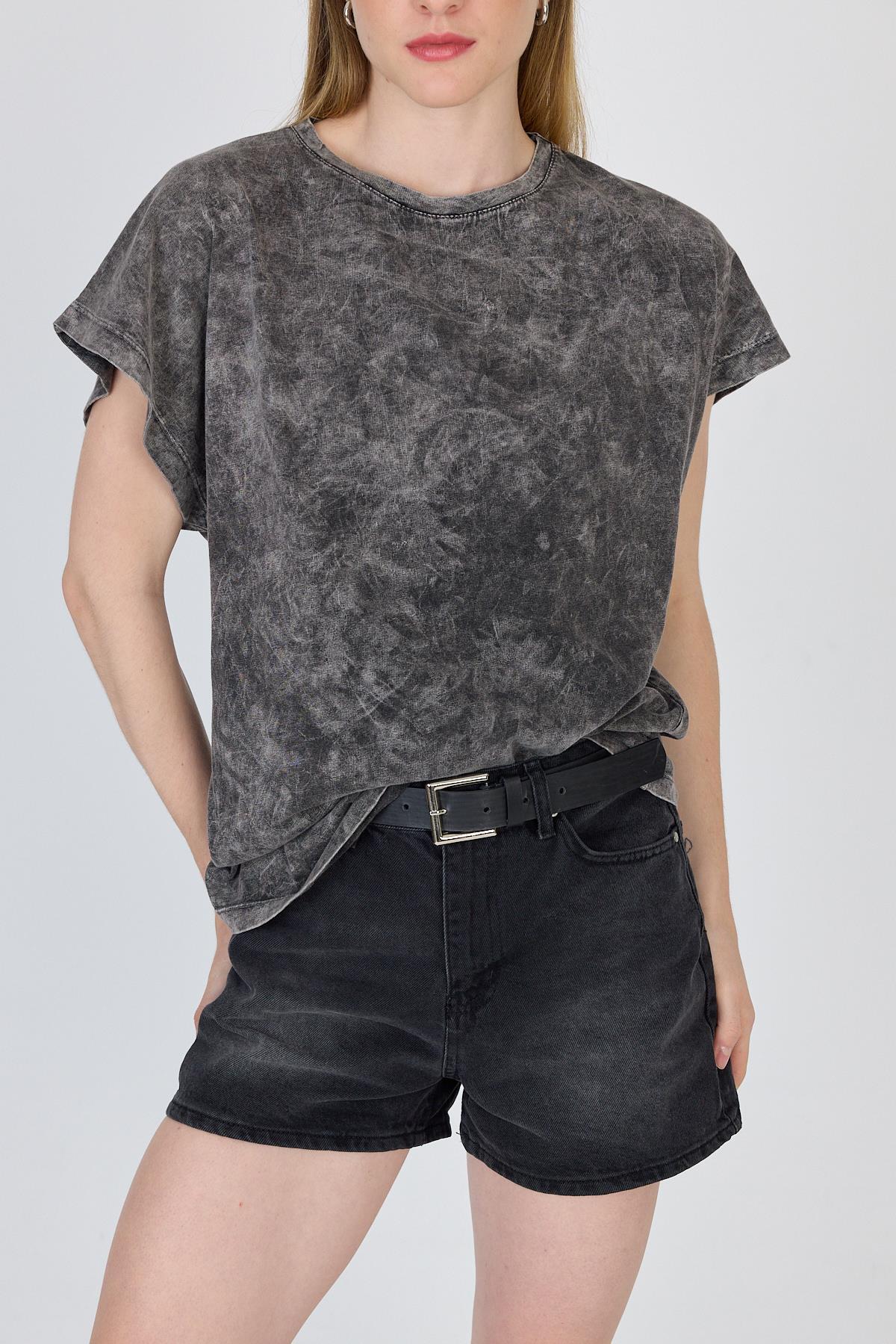 Antrasit Yıkamalı Oversize Basic Tişört 253014 - 6
