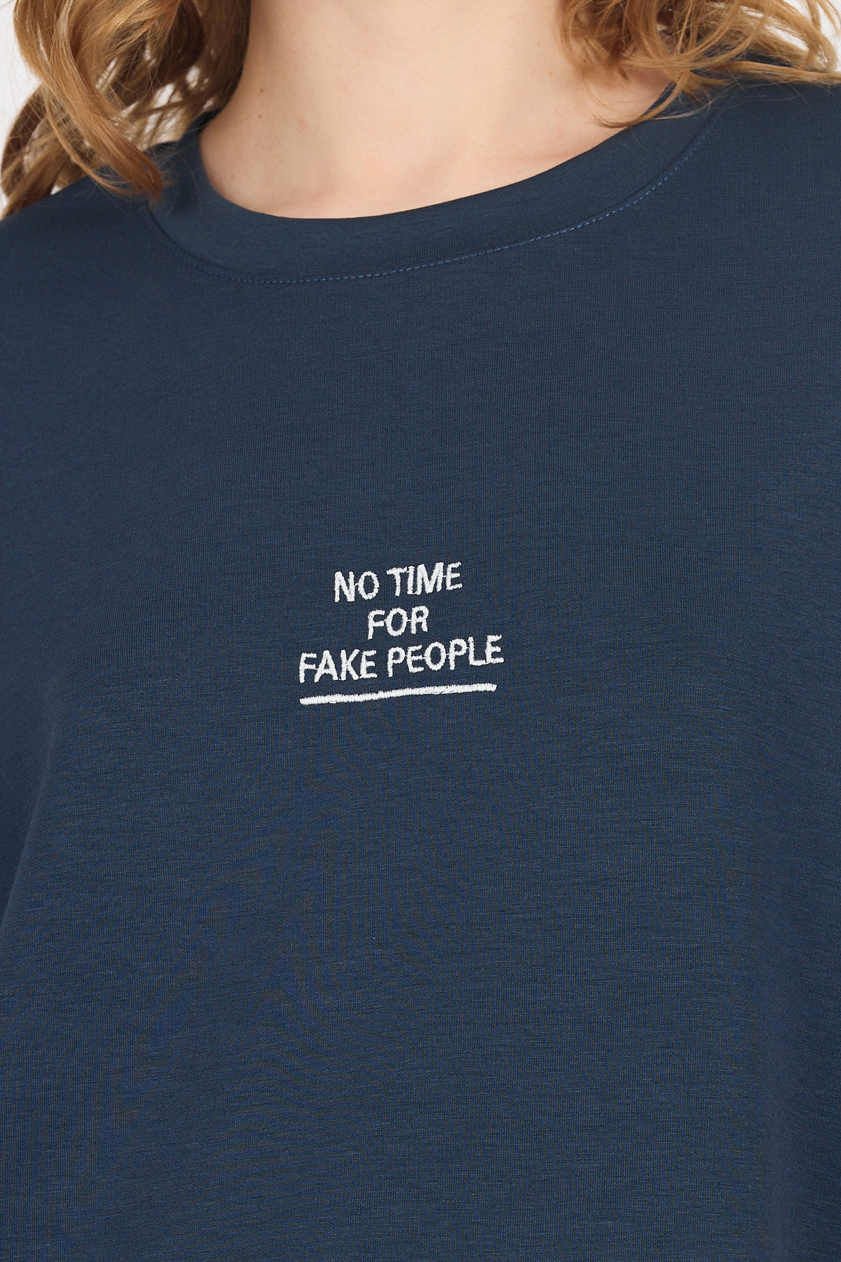 Antrasit Yumuşak Dokulu Yazı Baskılı Oversize Tişört 6265 - 4