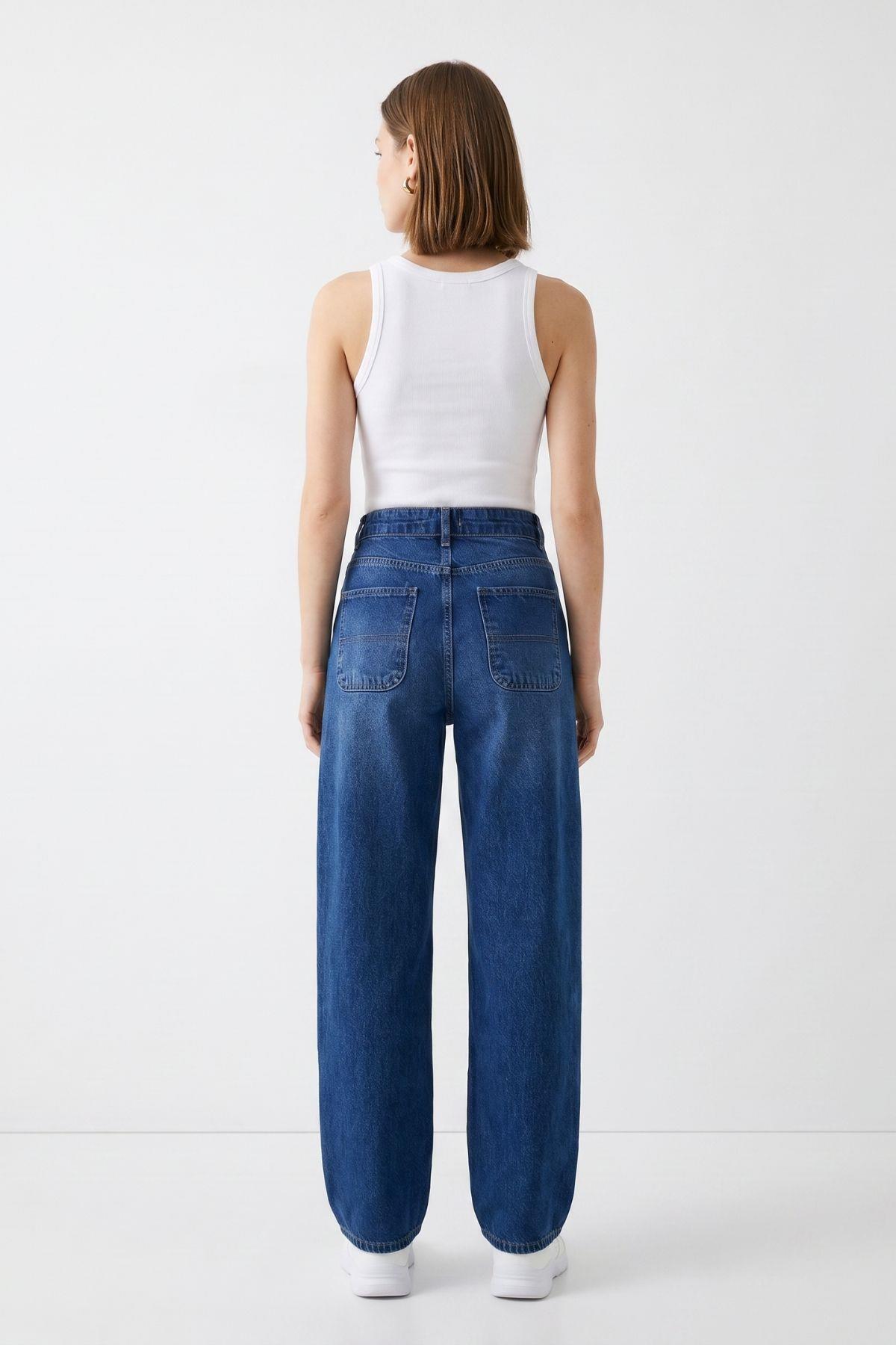 Ara Mavi Yüksek Bel Baggy Jean 1061 - RAYS