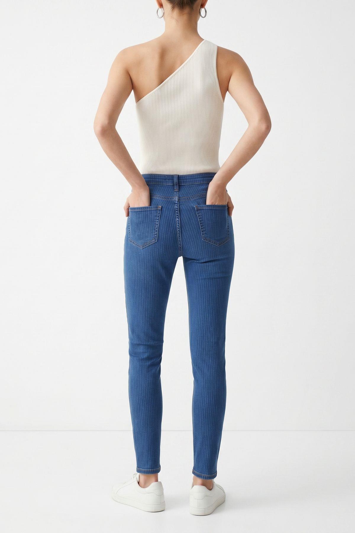 Yüksek Bel Jean 1054 Ara Mavi - RAYS