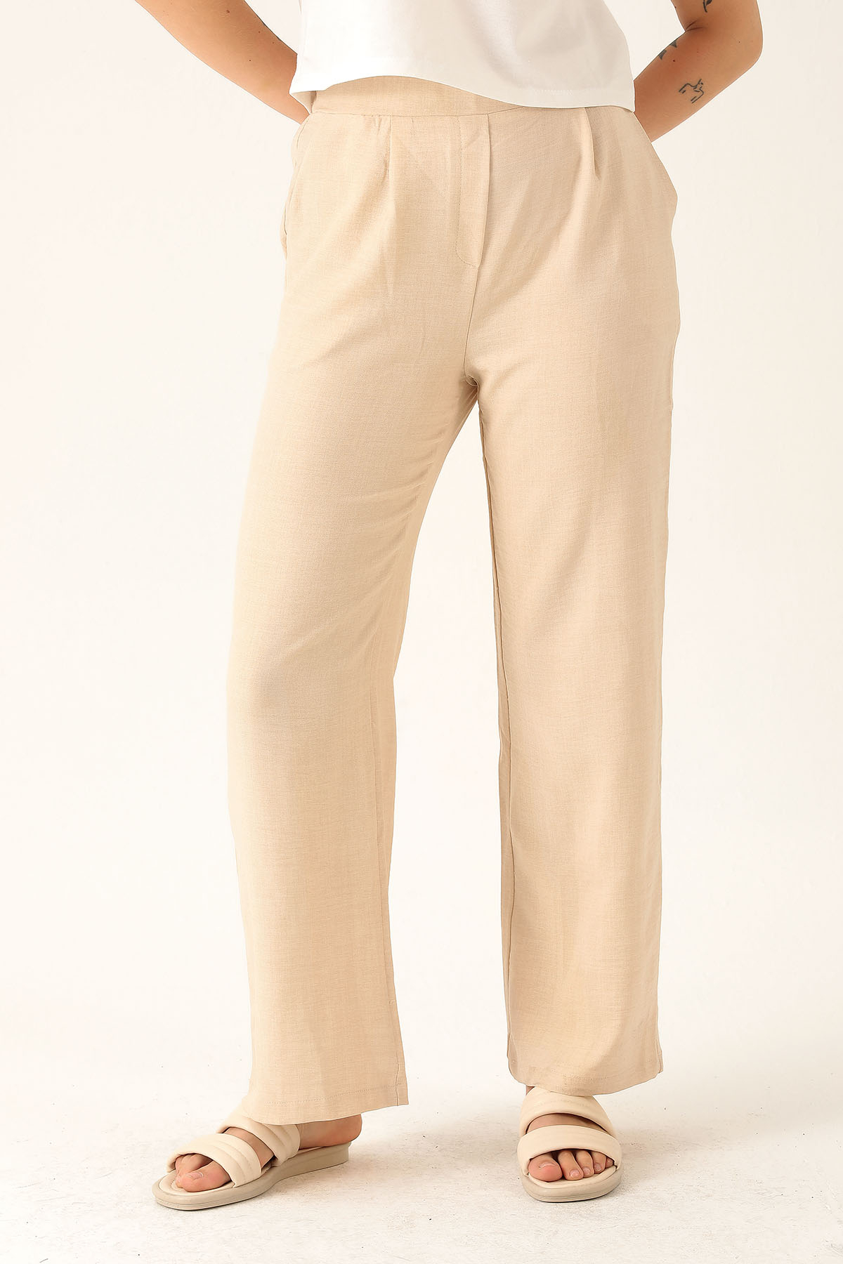 Arkası Lastikli Palazzo Bayan Pantolon - 140 Taş - 4