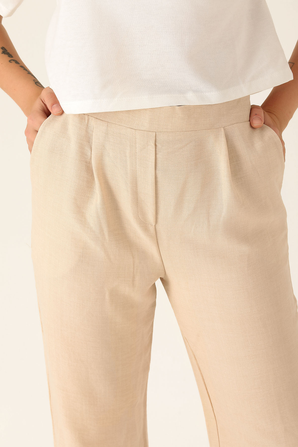 Arkası Lastikli Palazzo Bayan Pantolon - 140 Taş - 6