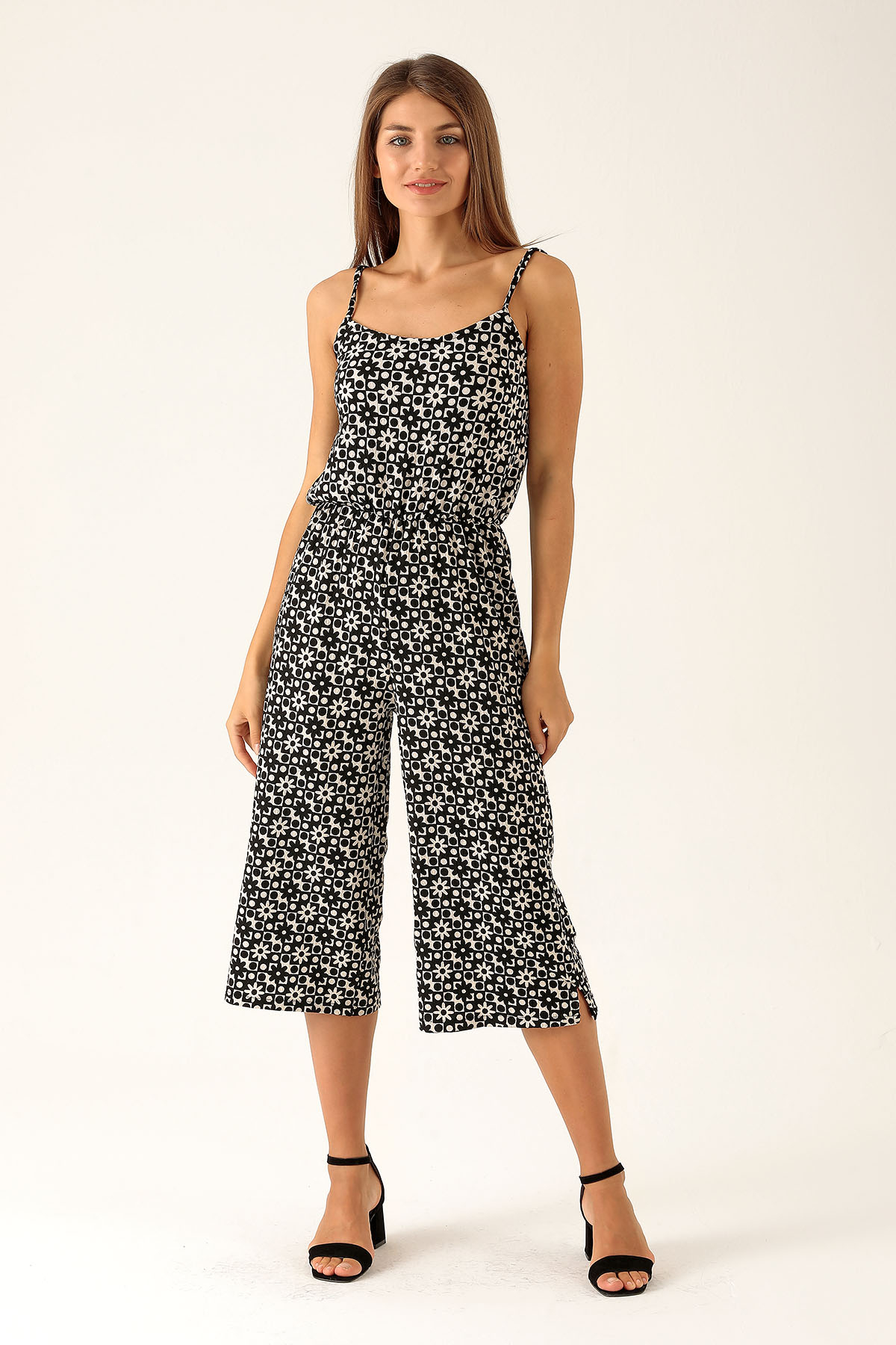 Askılı Desenli Tulum - 6718A Çiçekli - 3