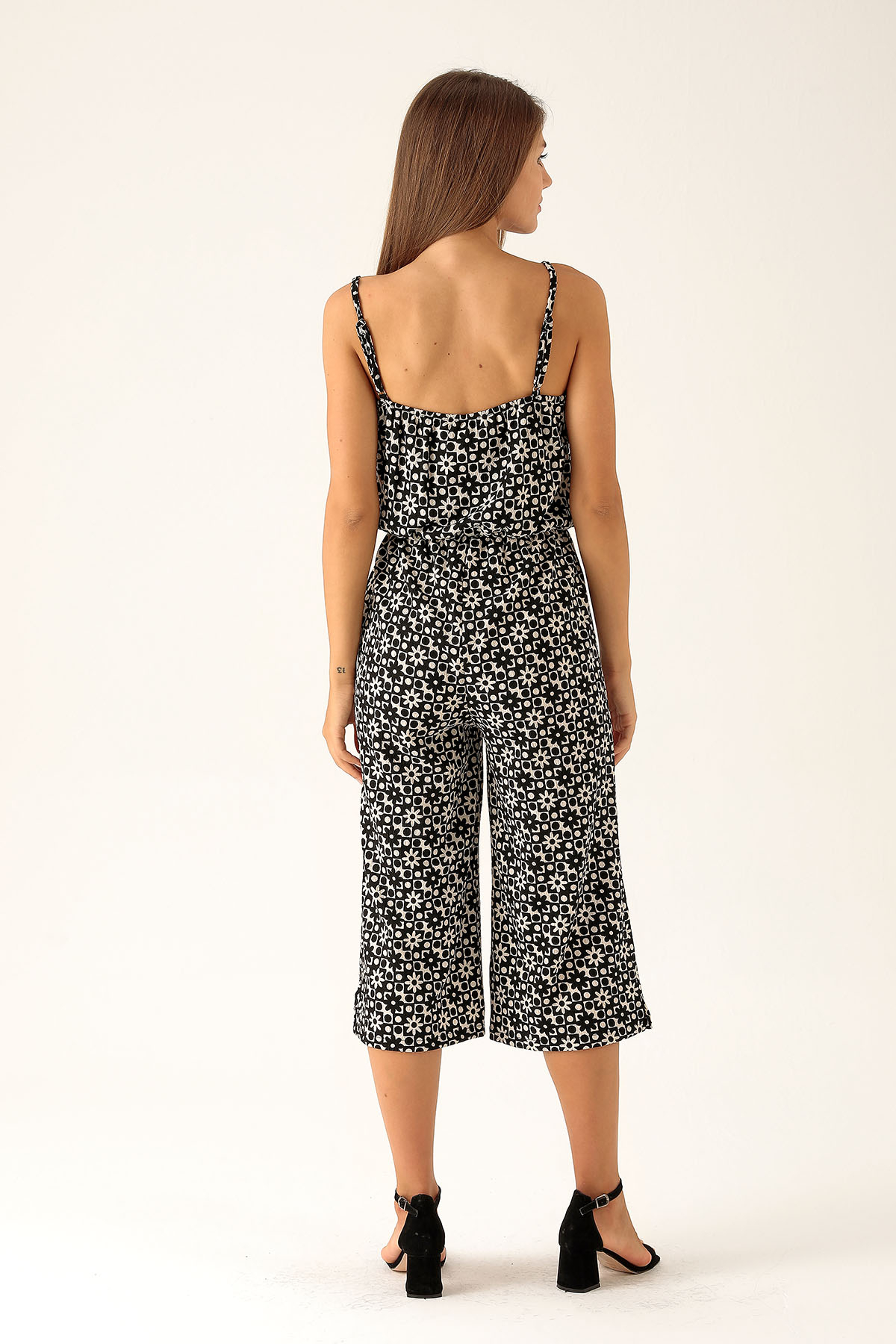 Askılı Desenli Tulum - 6718A Çiçekli - 5