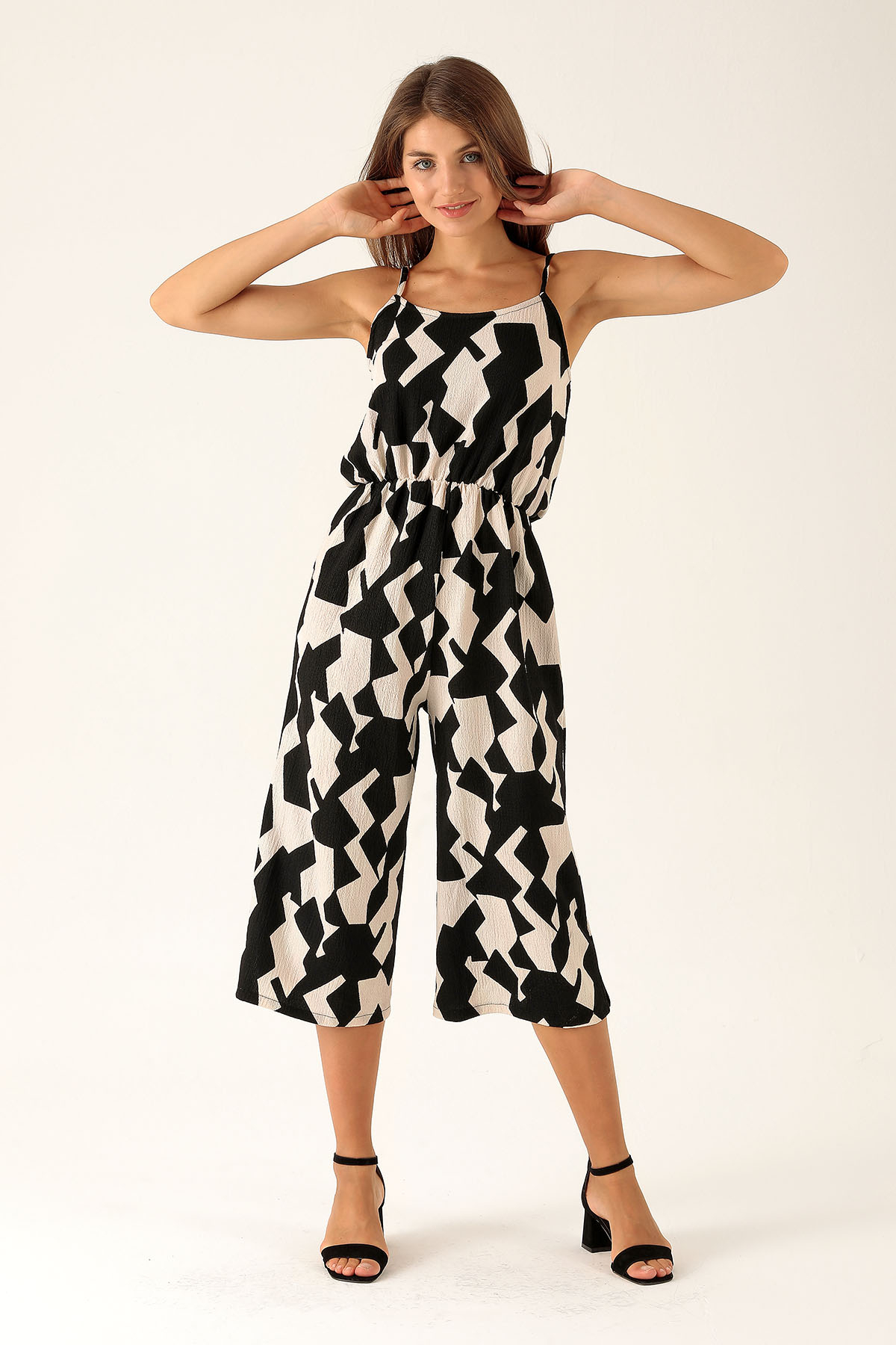 Askılı Desenli Tulum - 6718A Zebra - 3